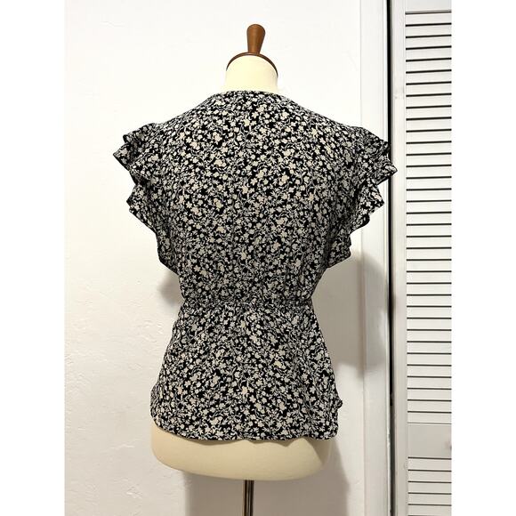 Floral Surplice Short Sleeve Top – Small - Picture 2 of 4